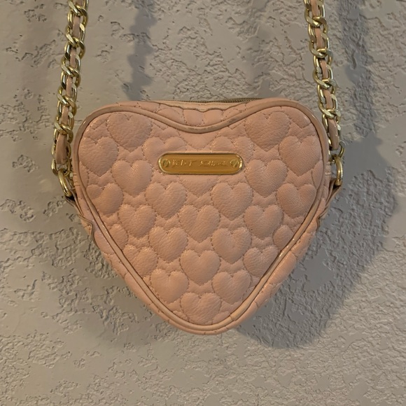 Betsey Johnson Handbags - Betsey Johnson pink heart shaped Crossbody bag